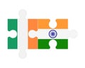 Puzzle of flags of Ireland and India, vector