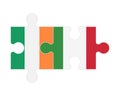 Puzzle of flags of Ireland and Italy, vector