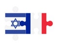 Puzzle of flags of Israel and France , vector