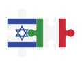 Puzzle of flags of Israel and Italy, vector Royalty Free Stock Photo