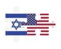 Puzzle of flags of Israel and US, vector