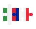 Puzzle of flags of Italy and France, vector