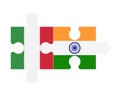 Puzzle of flags of Italy and India, vector