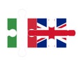 Puzzle of flags of Italy and United Kingdom, vector