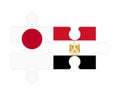Puzzle of flags of Japan and Egypt, vector