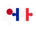 Puzzle of flags of Japan and France, vector