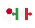 Puzzle of flags of Japan and Italy, vector