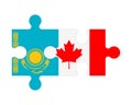 Puzzle of flags of Kazakhstan and Canada, vector