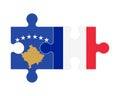 Puzzle of flags of Kosovo and France , vector