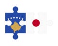 Puzzle of flags of Kosovo and Japan, vector