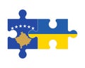 Puzzle of flags of Kosovo and Ukraine, vector