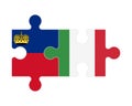 Puzzle of flags of Liechtenstein and Italy, vector