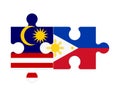Puzzle of flags of Malaysia and Philippines, vector