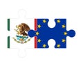 Puzzle of flags of Mexico and European Union, vector