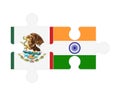 Puzzle of flags of Mexico and India, vector