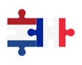 Puzzle of flags of Netherlands and France, vector