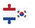 Puzzle of flags of Netherlands and South Korea, vector