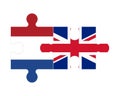 Puzzle of flags of Netherlands and United Kingdom, vector
