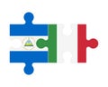 Puzzle of flags of Nicaragua and Italy, vector