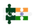 Puzzle of flags of Pakistan and India, vector