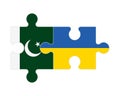 Puzzle of flags of Pakistan and Ukraine, vector