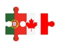Puzzle of flags of Portugal and Canada, vector