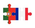 Puzzle of flags of Portugal and France , vector