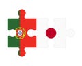 Puzzle of flags of Portugal and Japan, vector