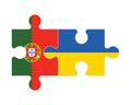 Puzzle of flags of Portugal and Ukraine, vector