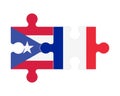 Puzzle of flags of Puerto Rico and France , vector Royalty Free Stock Photo