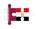 Puzzle of flags of Qatar and Egypt, vector