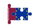 Puzzle of flags of Qatar and European Union, vector