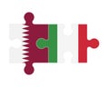 Puzzle of flags of Qatar and Italy, vector