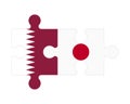 Puzzle of flags of Qatar and Japan, vector