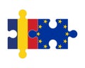 Puzzle of flags of Romania and European Union, vector