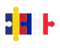 Puzzle of flags of Romania and France , vector