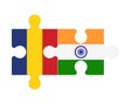 Puzzle of flags of Romania and India, vector