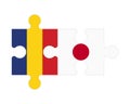 Puzzle of flags of Romania and Japan, vector