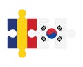 Puzzle of flags of Romania and South Korea, vector