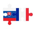 Puzzle of flags of Slovakia and France , vector