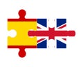 Puzzle of flags of Spain and United Kingdom, vector