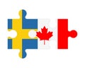 Puzzle of flags of Sweden and Canada, vector