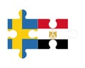 Puzzle of flags of Sweden and Egypt, vector