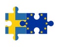 Puzzle of flags of Sweden and European Union, vector