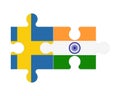 Puzzle of flags of Sweden and India, vector