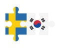 Puzzle of flags of Sweden and South Korea, vector