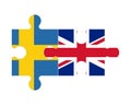 Puzzle of flags of Sweden and United Kingdom, vector