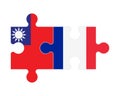 Puzzle of flags of Taiwan and France, vector