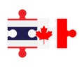 Puzzle of flags of Thailand and Canada, vector Royalty Free Stock Photo