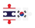 Puzzle of flags of Thailand and South Korea, vector